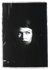 Tight Head Shot of Girl in Shadow, Black & White