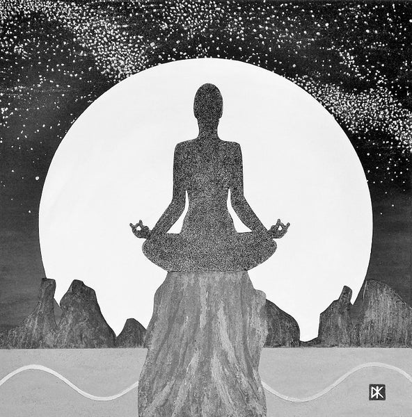 Full Moon Meditation B&W