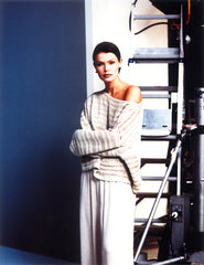 Girl Standing in Front of Staircase, Color