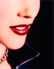 Tight Shot of Girl's Red Lips, Necklace, Painterly