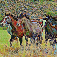 Mustang Herd - Pastel